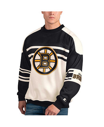 Мужской белый флисовый пуловер с круглым вырезом Boston Bruins Defense Starter