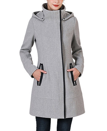 Женское шерстяное пальто Leah с асимметричным капюшоном и молнией из букле Kimi and Kai