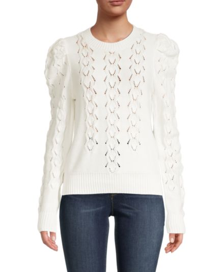 Pointelle Puff-Sleeve Sweater FOR THE REPUBLIC