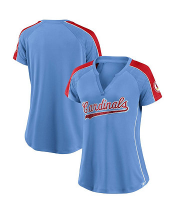 Женская сине-красная футболка St. Louis Cardinals True Classic League Diva в тонкую полоску реглан с v-образным вырезом Fanatics