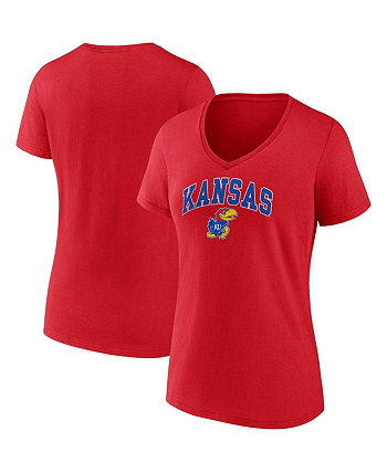 Красная женская футболка с v-образным вырезом Kansas Jayhawks Evergreen Campus Fanatics