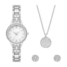 Folio Women's Silver Tone Watch, Necklace & Earrings Set Folio