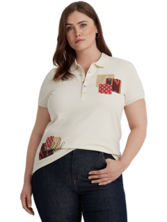 Рубашка поло из пике в технике пэчворк больших размеров Ralph Lauren
