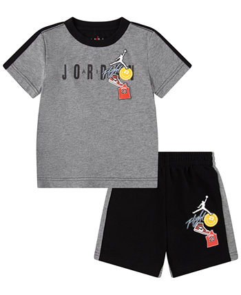 Футболка и шорты с нашивками для маленьких мальчиков, комплект из 2 предметов Jordan
