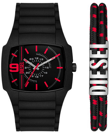 Мужские кварцевые часы Cliffhanger 2.0 с тремя стрелками, черные силиконовые часы, комплект 45 мм Diesel