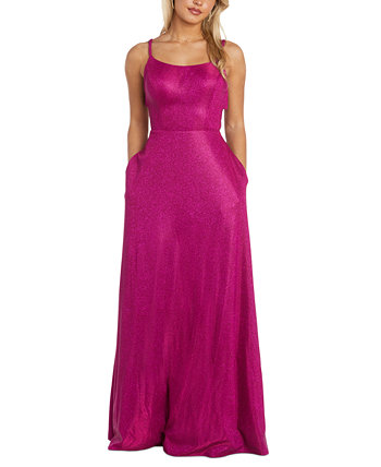Juniors' Sweetheart-Neck Shimmer Gown Morgan & Co.