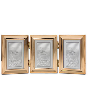 Тройная навесная рамка для фото из полированного металла - дизайн с бусинами, 2,5 "x 3,5" Lawrence Frames