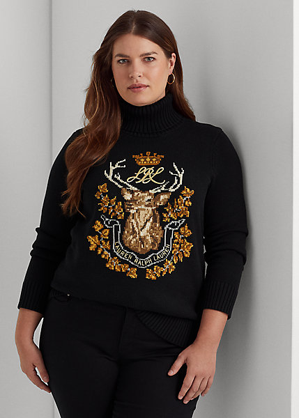 Intarsia-Knit Cotton Turtleneck Sweater Ralph Lauren