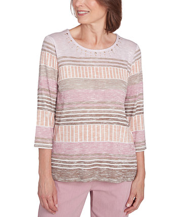 Petite Telluride Striped Patchwork Top Alfred Dunner