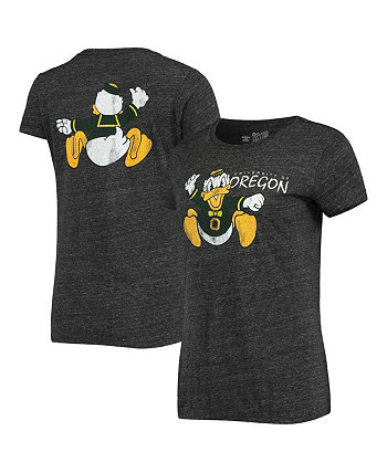 Женская футболка Oregon Ducks Team Tri-Blend с меланжевым принтом черного цвета Original Retro Brand