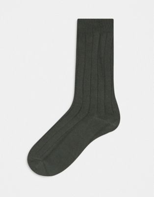 Темно-зеленые носки в рубчик ASOS DESIGN ASOS DESIGN