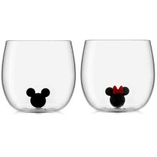 Икона Микки Мауса и Минни Маус от Disney, 10 унций. Набор бокалов для вина без ножек, 2 шт., от JoyJolt JoyJolt