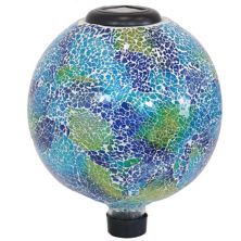 Sunnydaze Azul Terra Crackled Glass Gazing Globe with LED Solar Light - 10-Inch Sunnydaze Decor