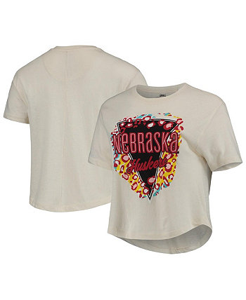 Женская кремовая укороченная футболка Nebraska Huskers Taylor с животным принтом Pressbox