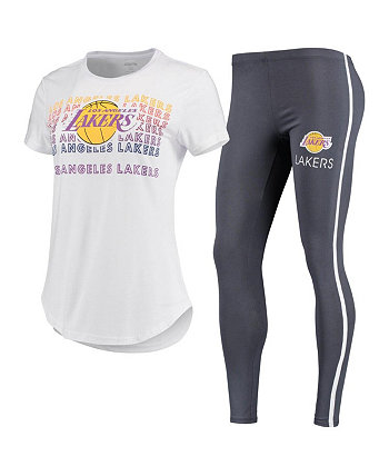 Женский белый, темно-серый комплект из футболки и леггинсов Los Angeles Lakers Sonata Concepts Sport