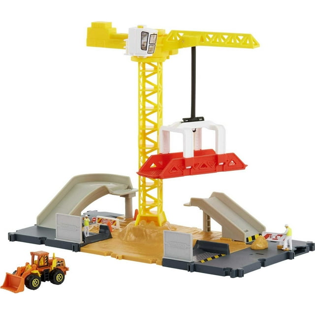 Matchbox Action Drivers Constructon Site Playset with 1:64 Scale Toy Car Bulldozer & Moving Crane Matchbox