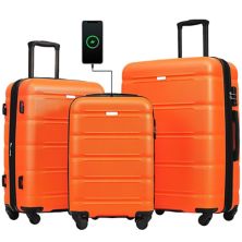 Набор чемоданов из 3 чемоданов Spinner с USB-портом и подстаканником Abrihome