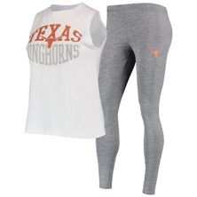 Женский комплект для сна Concepts Sport Charcoal/White Texas Longhorns с майкой и леггинсами для сна Unbranded