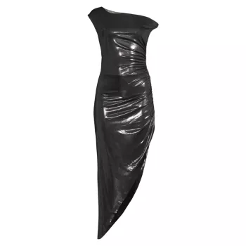 Metallic Asymmetric Draped Midi-Dress Norma Kamali