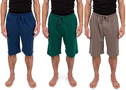 Andrew Scott Men's 3 Pack Soft & Light Cotton Drawstring Yoga Lounge & Sleep Jam Shorts/Jersey Shorts with Pockets Andrew Scott