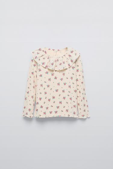  Блузка ZARA RIBBED FLORAL SHIRT ZARA