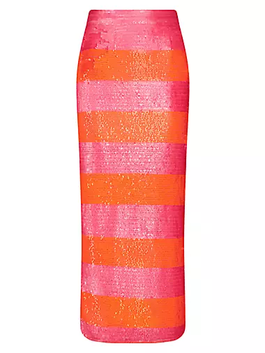 Sequined Stripe Pencil Midi-Skirt Mac Duggal