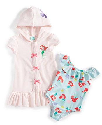 Baby The Little Mermaid 2-Pc. Printed One-Piece Swimsuit & Hooded Swim Cover-Up Set Disney