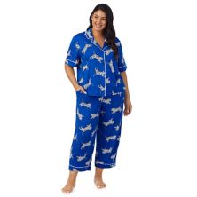 Плюс размер Beauty Sleep Social Уютный трикотаж Пижамный топ с вырезом и укороченные пижамные штаны Комплект Beauty Sleep Social