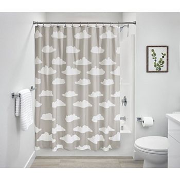 iDesign Cloud Shower Curtain – 11.05” L x 9.25” W x 1.6” H, Gray Bathroom Curtain IDesign