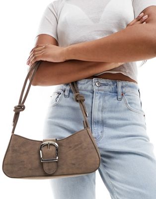 Гламурная сумка на плечо с пряжкой мыльного коричневого цвета GLAMOROUS