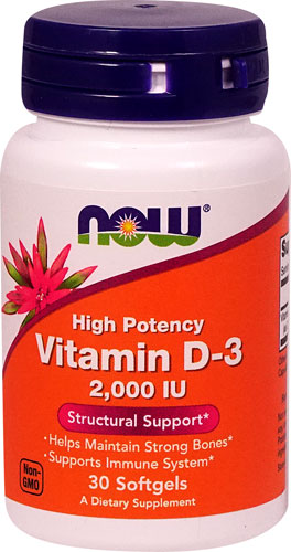 Витамин D-3 - 2000МЕ - 30 мягких капсул - NOW Foods NOW Foods