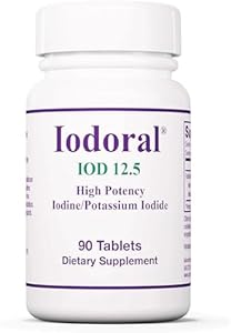 Iodoral 12.5mg Supplement – Iodine for Thyroid Support, Potassium Iodide Tablets, Lugol Solution, Daily Vitamins & Minerals - 90 Count Optimox