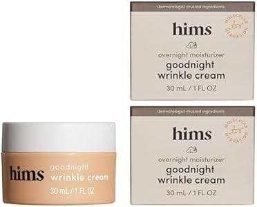 hims goodnight wrinkle cream for men - fine lines, puffiness, dark eye circles - caffeine, hyaluronic acid, night cream, almond scent - vegan, cruelty-free, no parabens - (1oz) HIMS & HERS