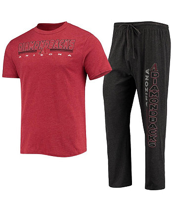 Men's Black, Red Arizona Diamondbacks Meter T-shirt and Pants Sleep Set Concepts Sport
