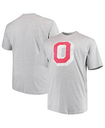Мужская меланжевая серая футболка Ohio State Buckeyes Big & Tall с винтажным логотипом Profile Varsity