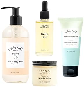 Tubby Todd New Baby & Mom Sensitive Skincare Kit - The Mama + Baby Gift Set - Baby Shampoo and Body Wash, All Over Ointment, Belly Oil & Nipple Balm - Standard Size Fragrance-Free TUBBY TODD