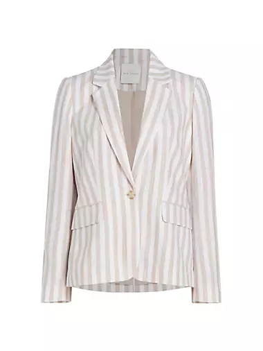 Helena Striped Linen-Blend Blazer Elie Tahari