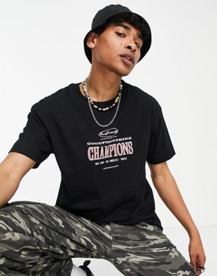 Good For Nothing oversized t-shirt in black with champions print Good For Nothing