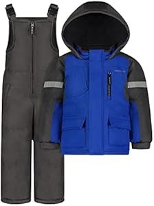 London Fog Boys' Baby Water Resistant Two-Piece Winter Snowsuit - Includes Snowsuit + Hooded Fleece Lined Jacket, Bright Blue, 12 MO London Fog