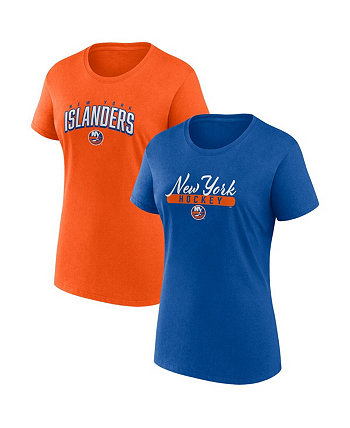 Женский комплект из двух футболок для фанатов New York Islanders королевского оранжевого цвета Fanatics