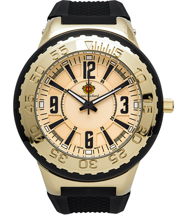 Мужские часы Pendragon, черный силиконовый ремешок, золотой корпус, золотой циферблат, 53 мм Louis Richard