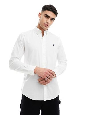 Белая рубашка из жатого хлопка с логотипом Polo Ralph Lauren Polo Ralph Lauren