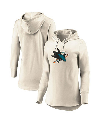 Женский флисовый пуловер с капюшоном овсяного цвета San Jose Sharks True Classics Signature Fanatics