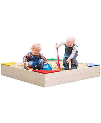 Открытый деревянный ящик для песка с напольным покрытием и водонепроницаемым защитным покрытием, квадратная песочница для детей Playberg