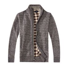 Gioberti Men's Knitted Regular Fit Full Zip Cardigan Sweater With Soft Brushed Flannel Lining Gioberti