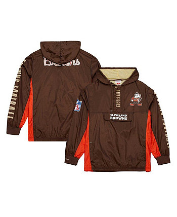 Мужской коричневый рваный анорак Cleveland Browns Team OG 2.0 в винтажном стиле с молнией на четверть и четверть молнии с логотипом Mitchell & Ness