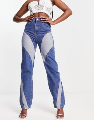 Синие джинсы Rebellious Fashion с контрастными деталями Rebellious Fashion