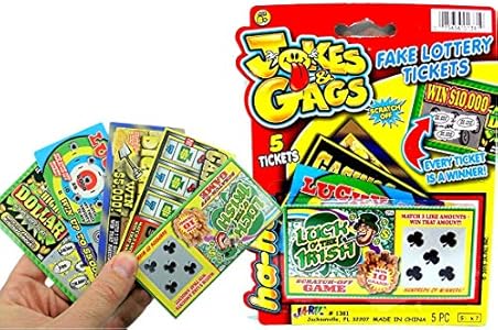 JA-RU Jokes & Gags Fake Lottery Tickets (1 Pack, 5 Tickets Total) Realistic Scratch Off Cards. Funny Joke, Gag, Office Pranks. April Fools Novelty Toys. 1381-1C Ja-Ru