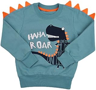 Toddler Boys Sweatshirts Dinosaur Long Sleeve Pullover Crewneck Shirts Cartoon Tee Sport Tops for Kids 1-8T Popshion