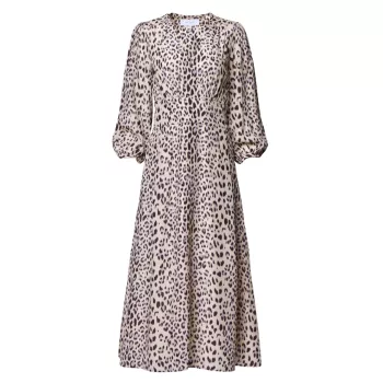 Шелковое платье-миди с леопардовым принтом EQUIPMENT